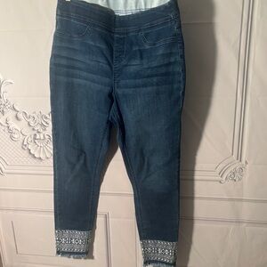 Denim & Co. Easy Stretch Denim Pull-On Jegging With Embroidery, Sz 14